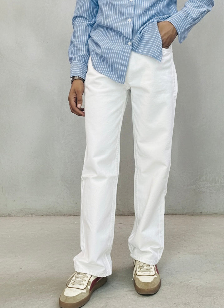White Straight fit denim jeans