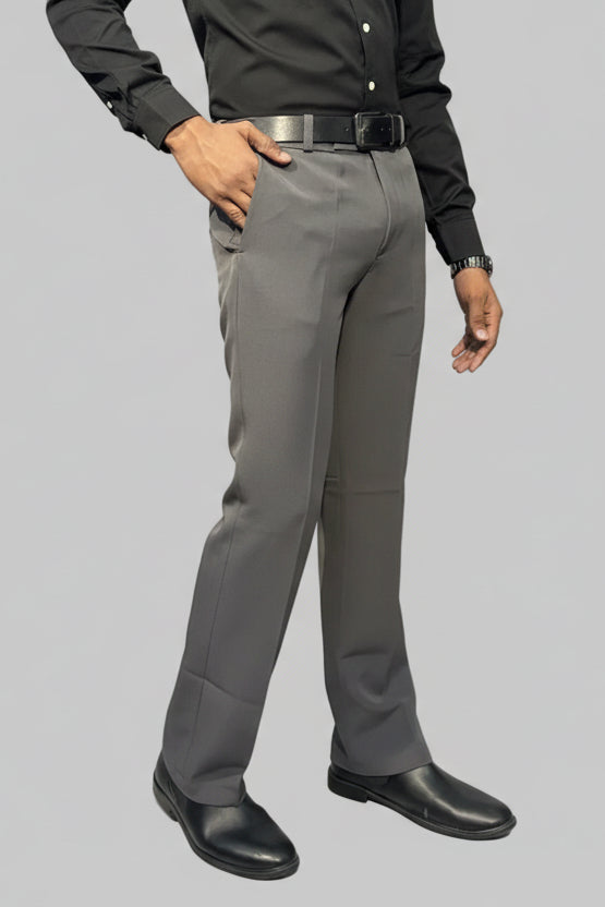 Men Bootcut Grey Pant, Flared Leg Trouser