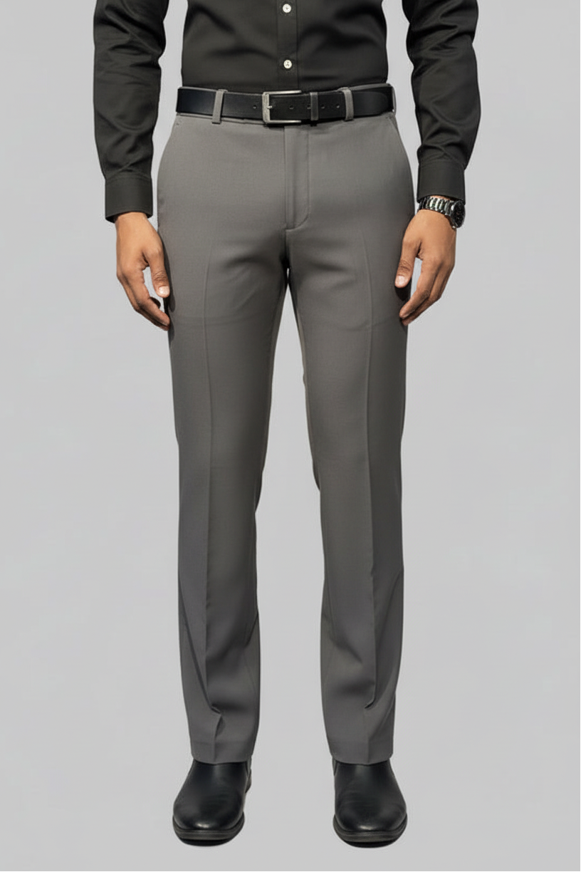 Men Bootcut Grey Pant, Flared Leg Trouser