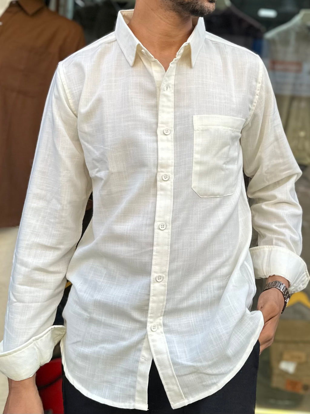 Premium Linen cream Shirt for Men