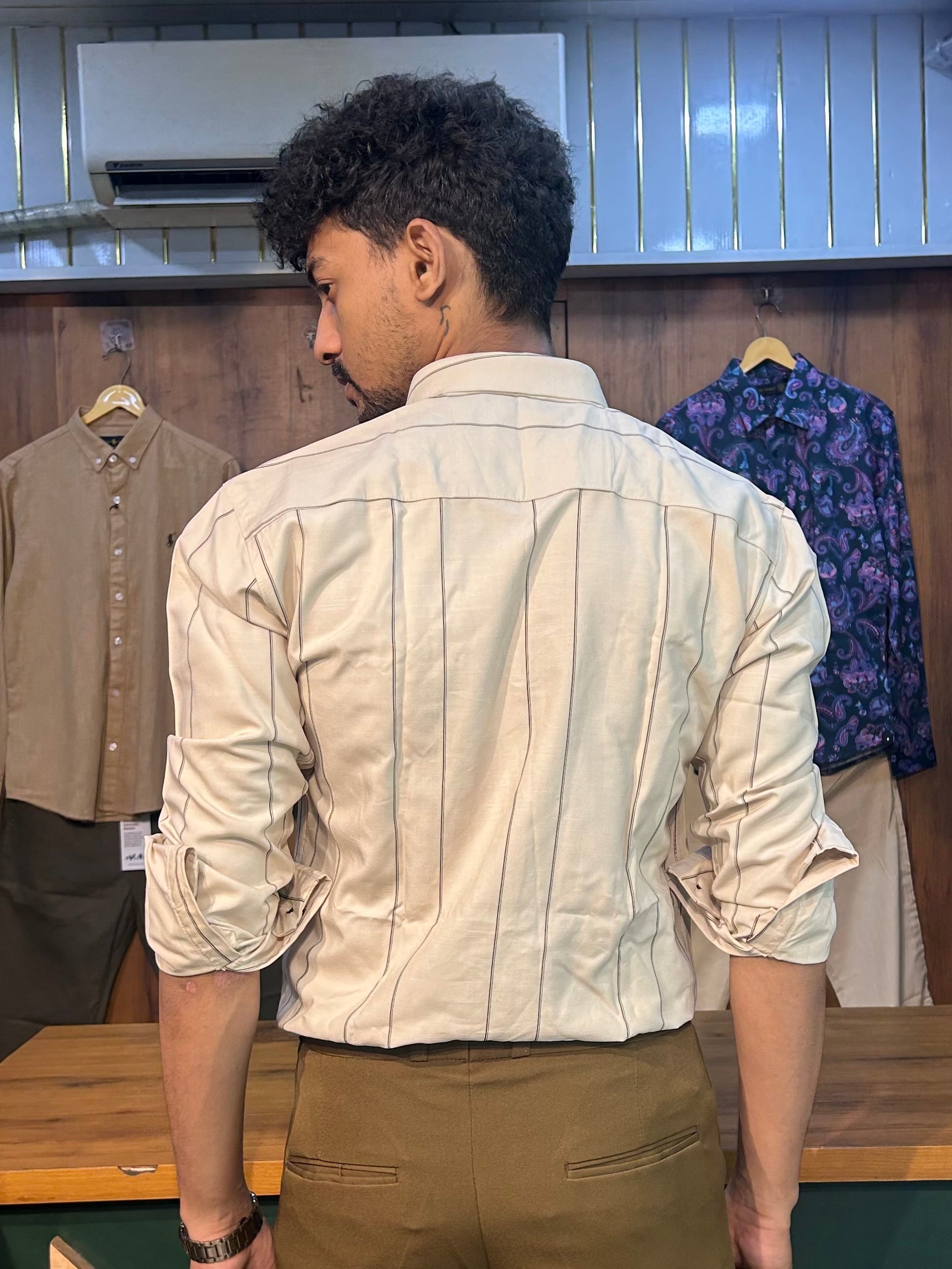 Premium Cream Stripe Shirt