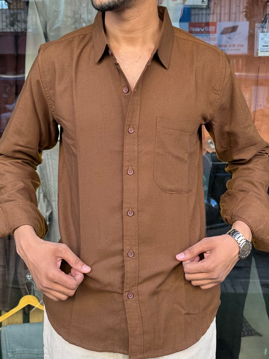 Premium Linen brown Shirt for Men