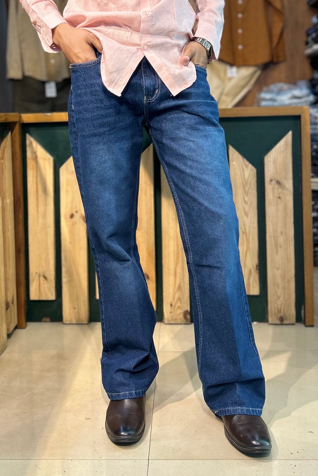 Shaded Bootcut Jeans (dark Blue)