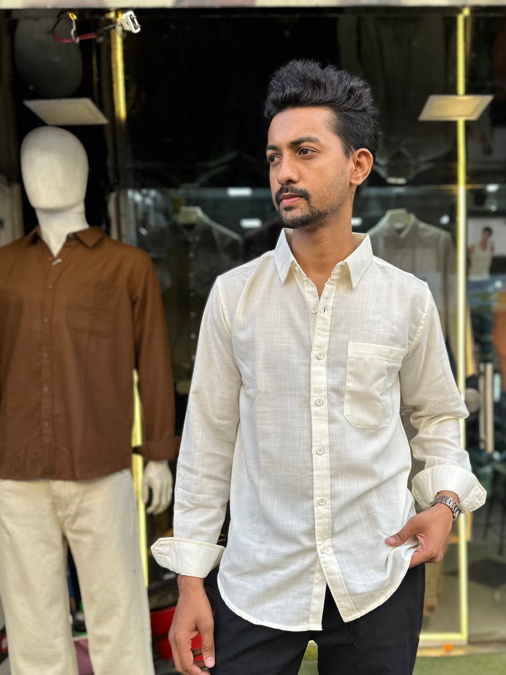 Premium Linen cream Shirt for Men