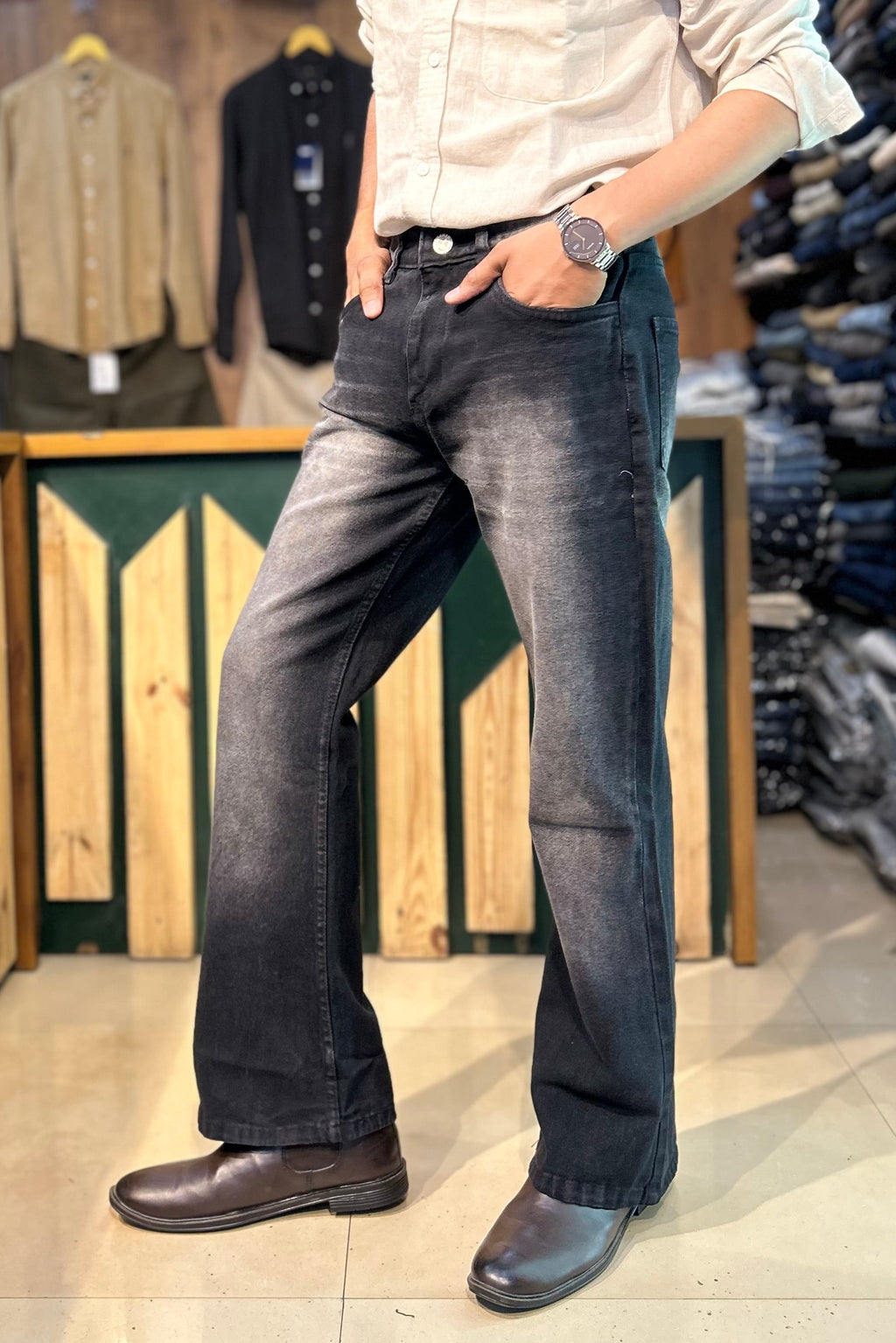 Shaded Bootcut Jeans (Black)
