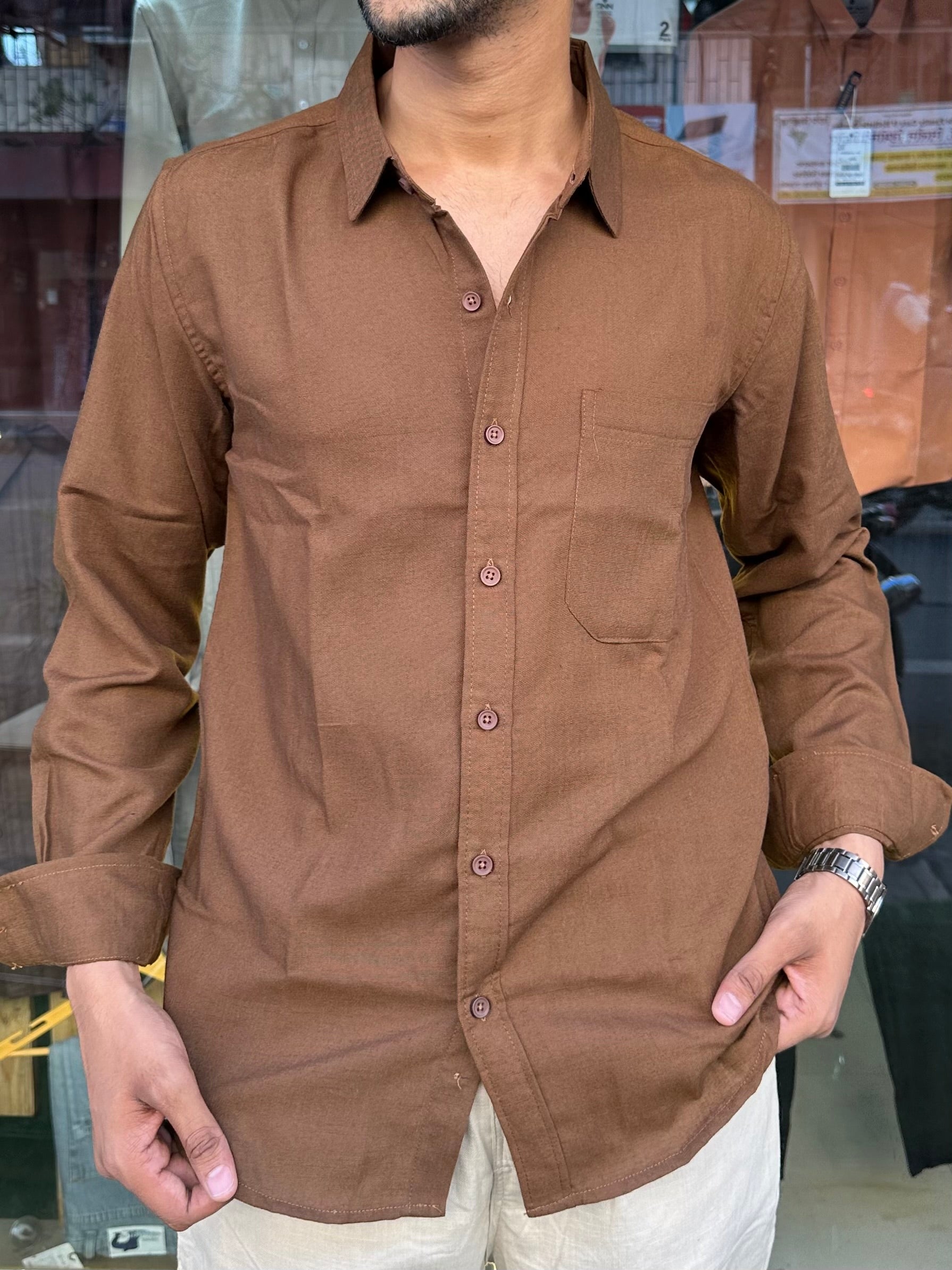 Premium Linen brown Shirt for Men