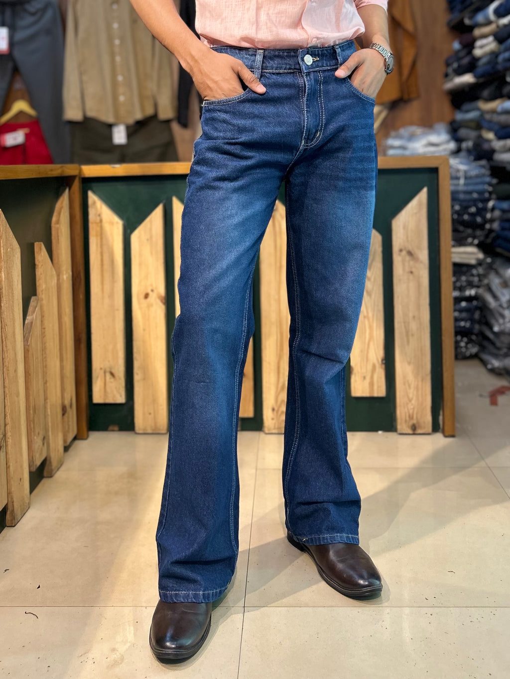 Shaded Bootcut Jeans (dark Blue)