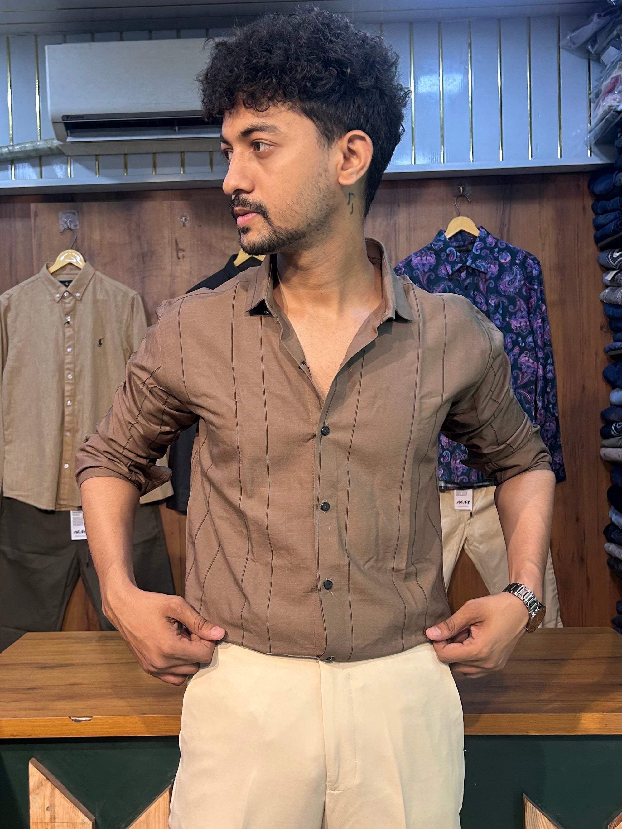 Premium Brown Stripe Shirt