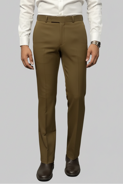 Men Bootcut Brownish-Olive Pant, Flared Leg Trouser