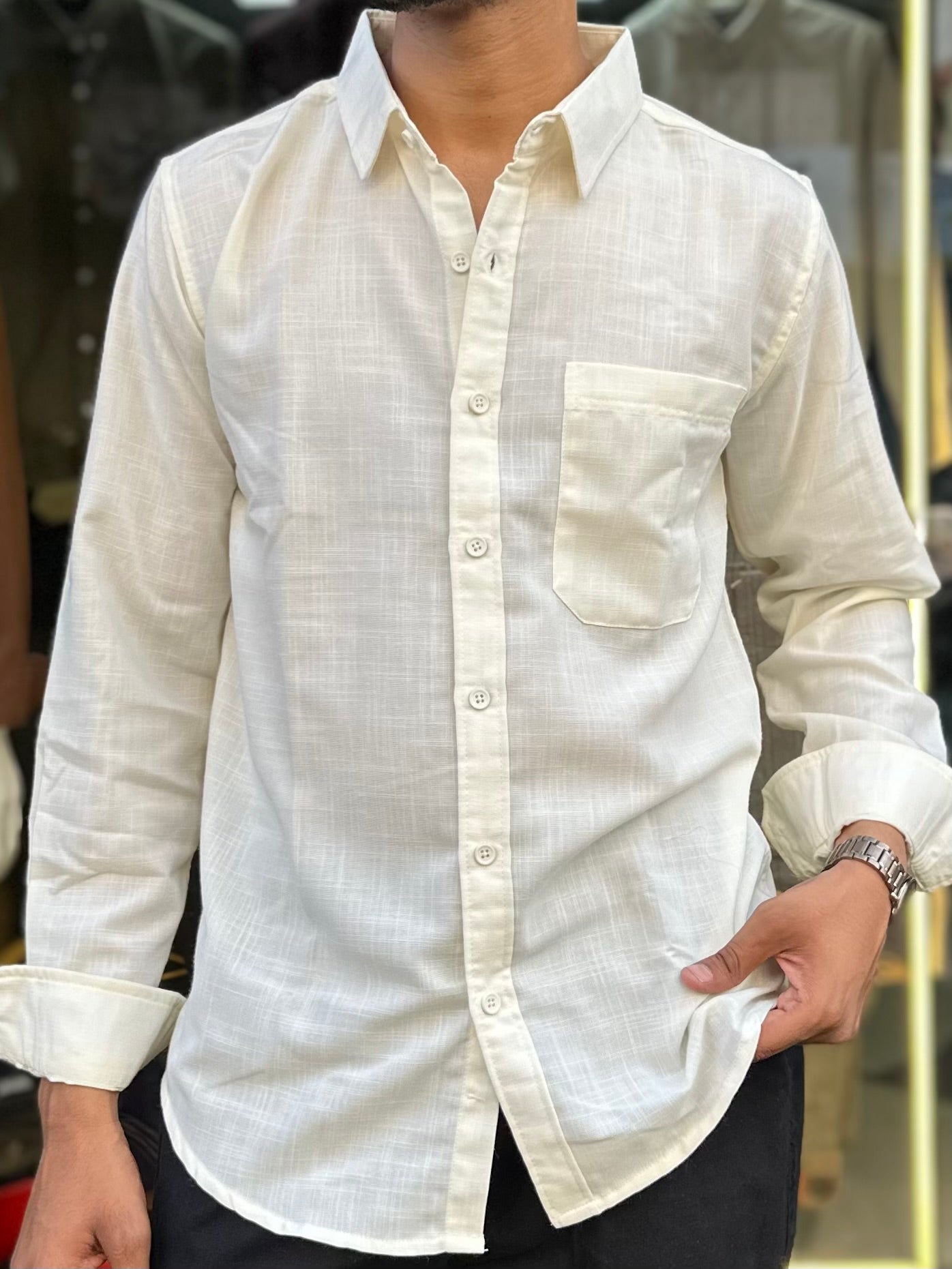 Premium Linen cream Shirt for Men