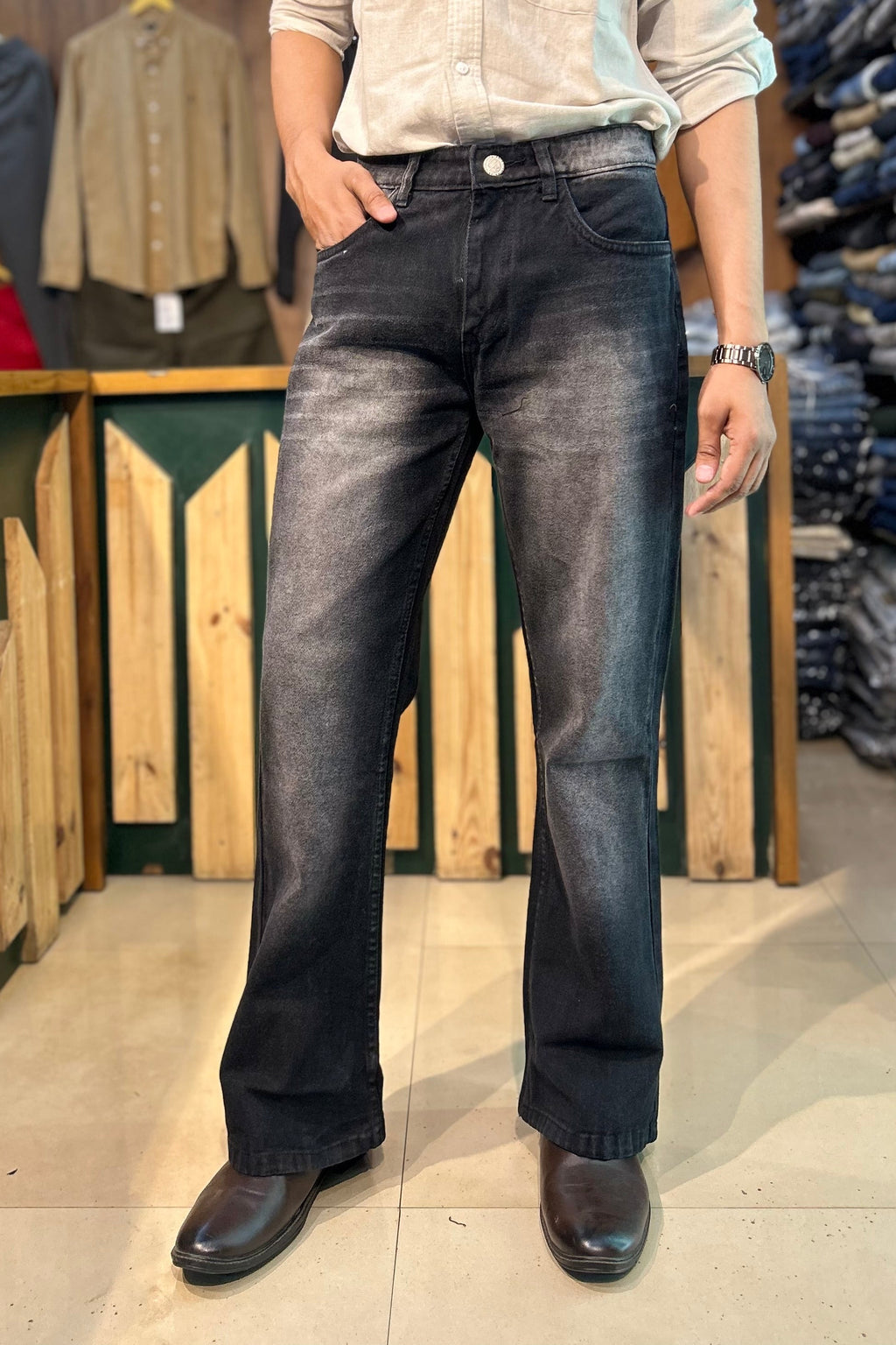 Shaded Bootcut Jeans (Black)