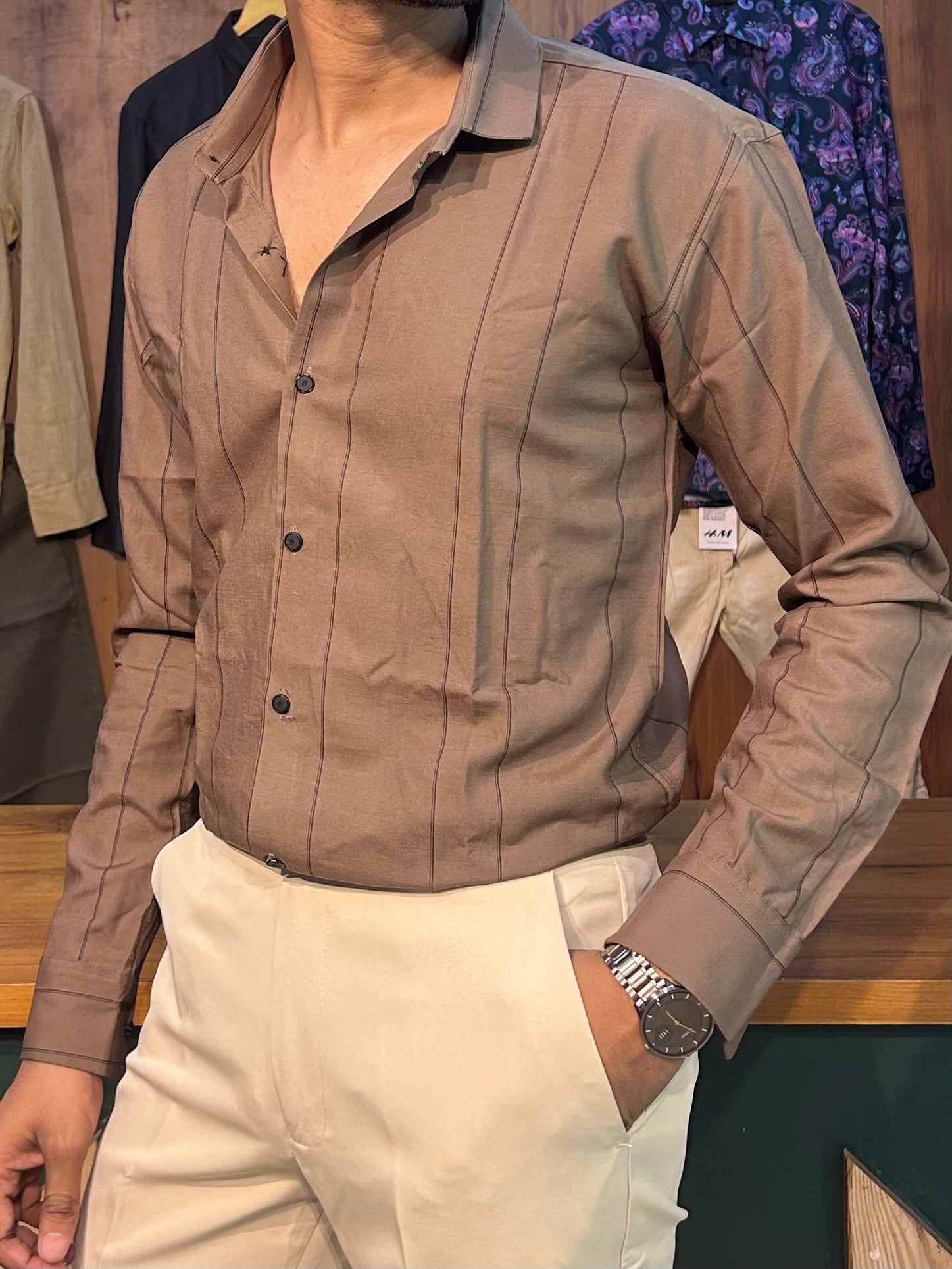 Premium Brown Stripe Shirt