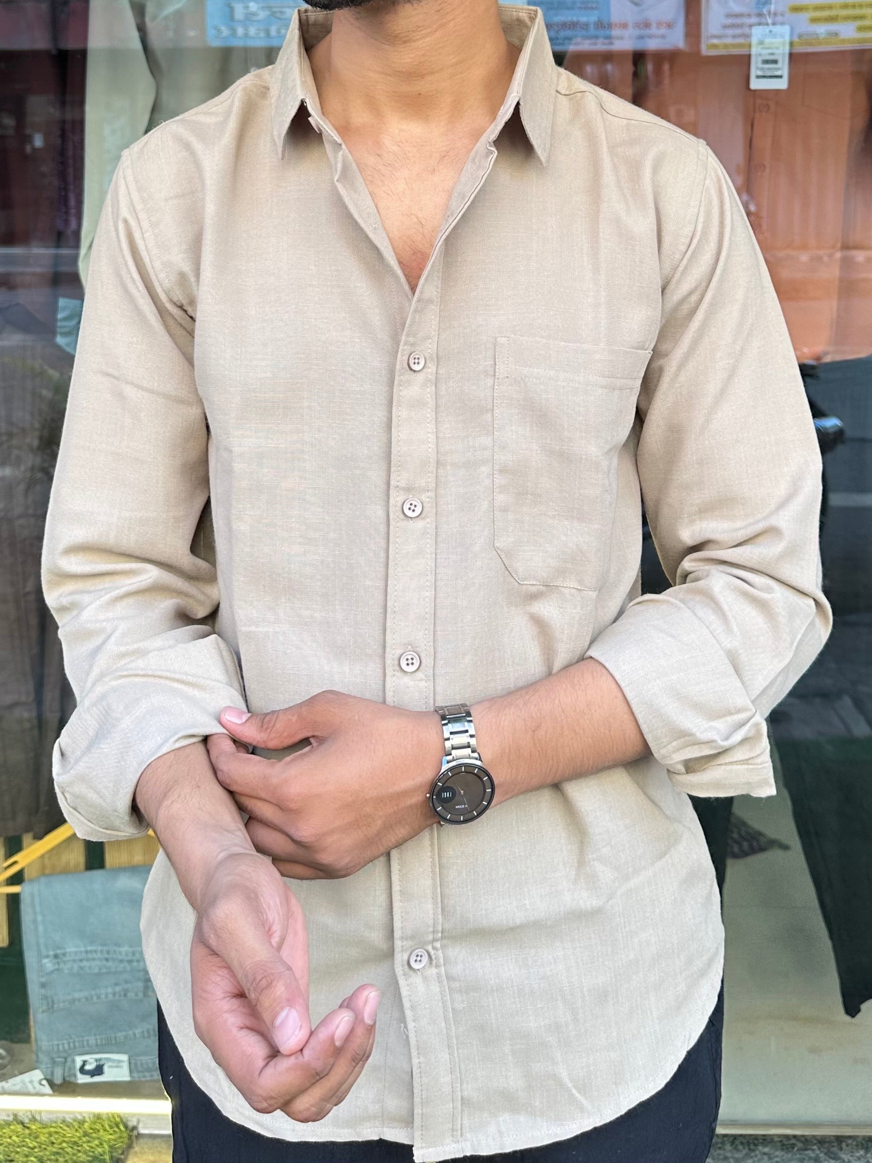 Premium Linen beige Shirt for Men
