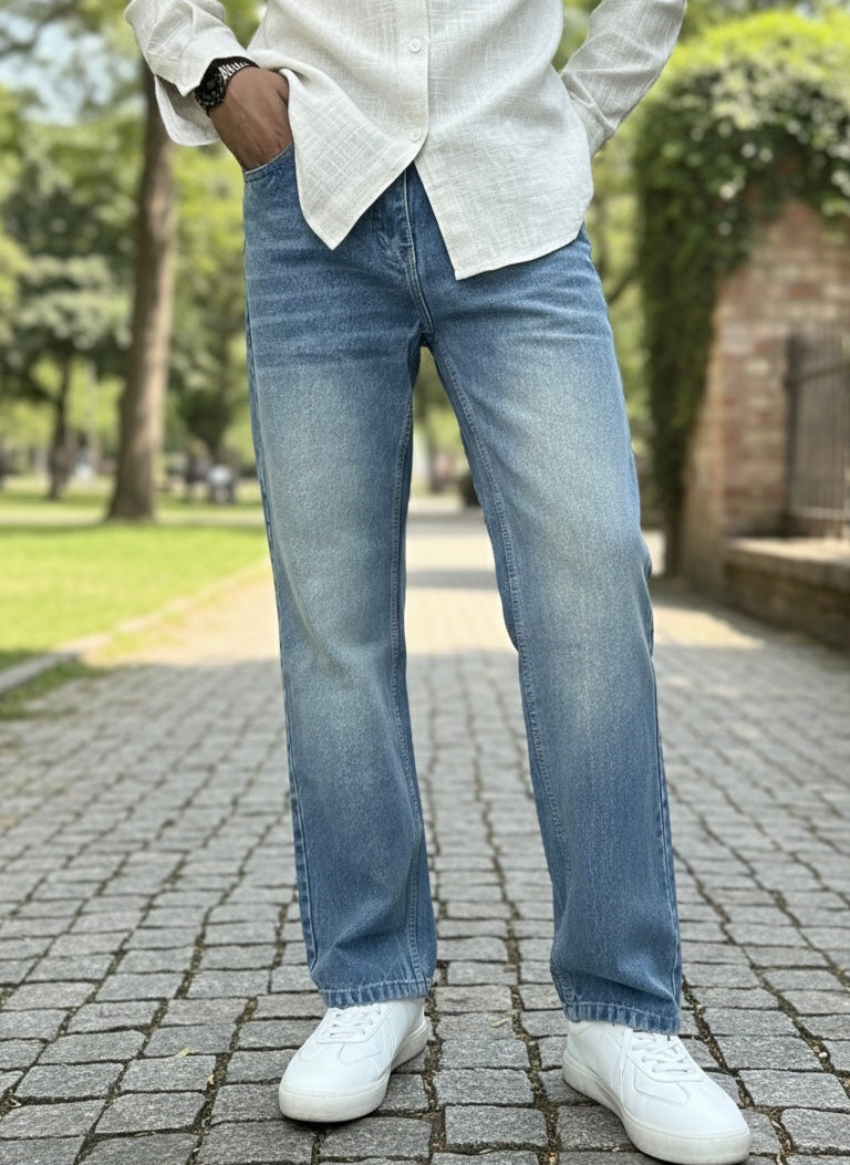 Light blue Straight fit denim jeans