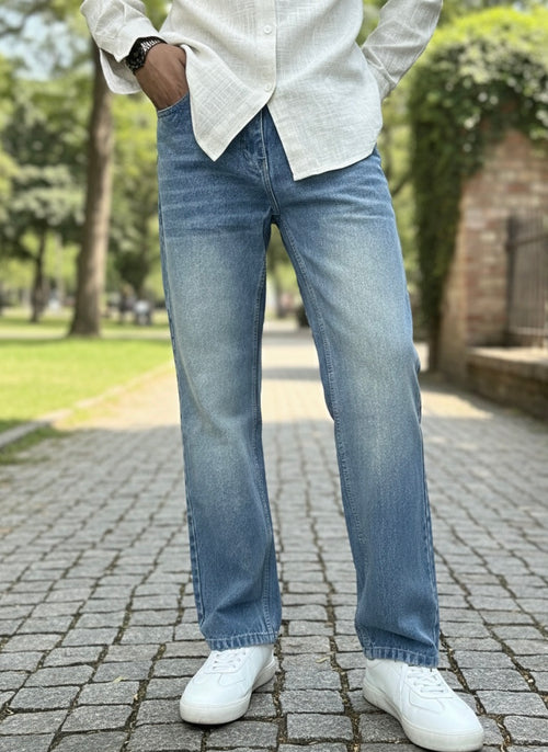 Light blue Straight fit denim jeans