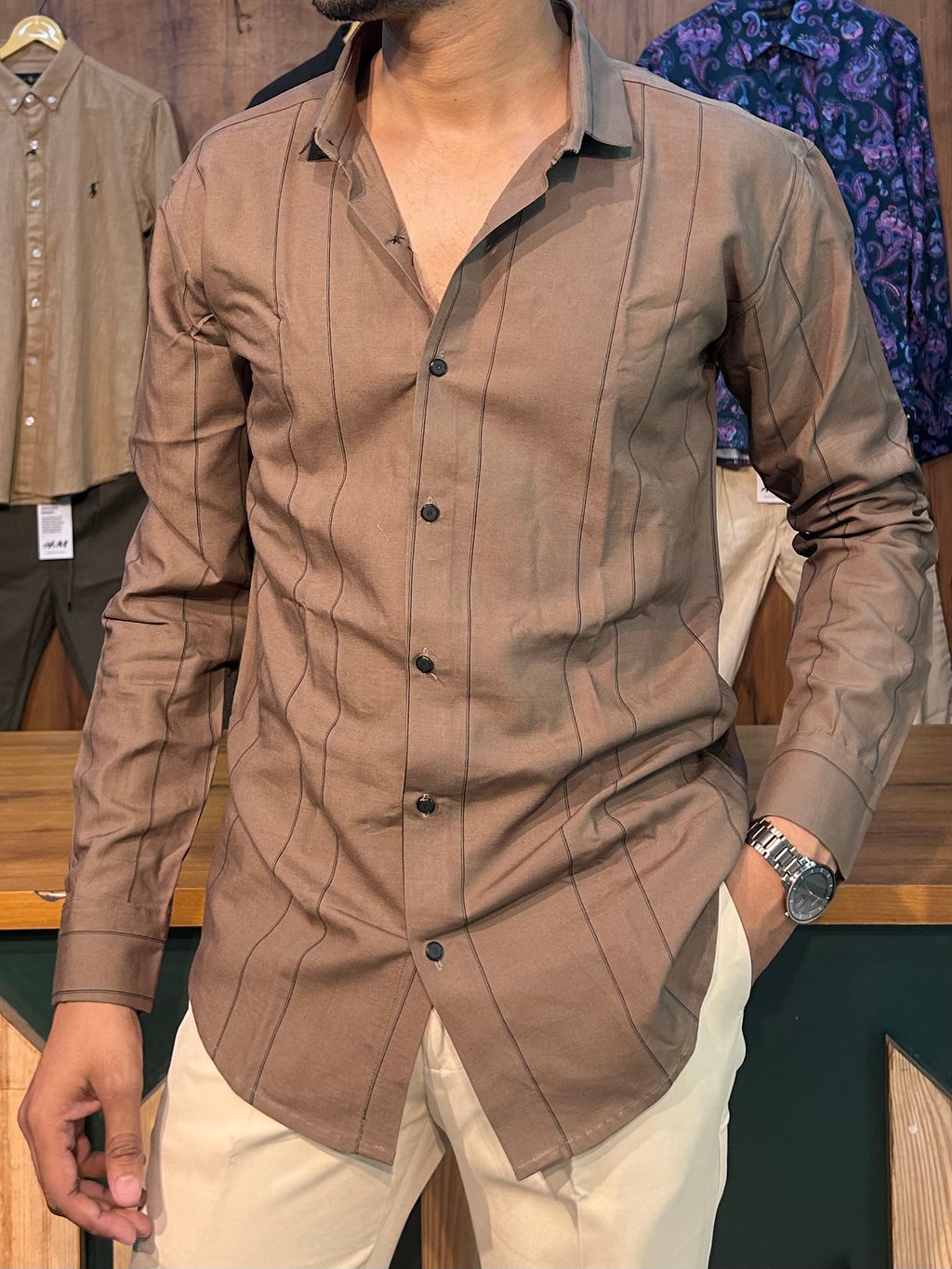Premium Brown Stripe Shirt