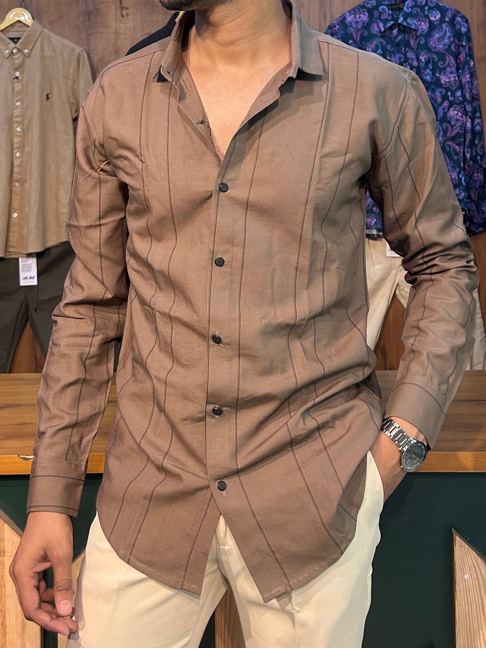 Premium Brown Stripe Shirt
