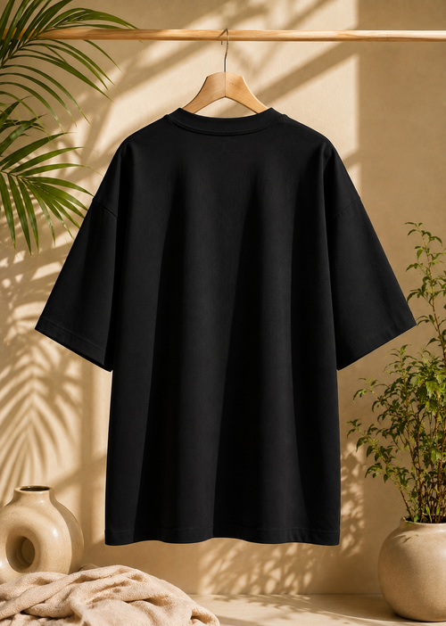 Black French Terry Oversized T-Shirt