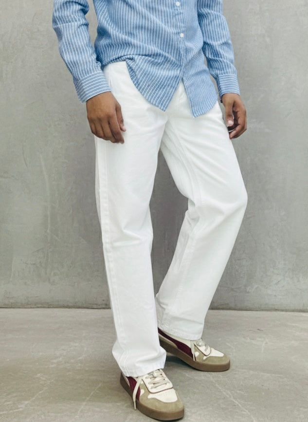 White Straight fit denim jeans