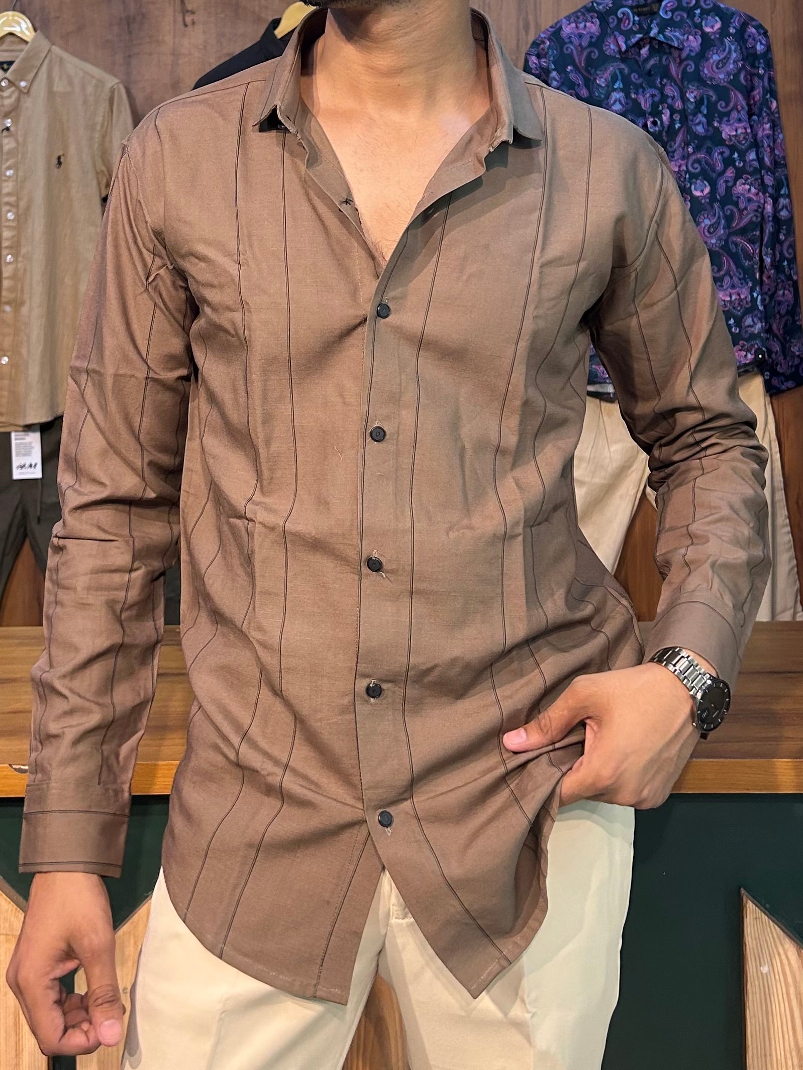 Premium Brown Stripe Shirt