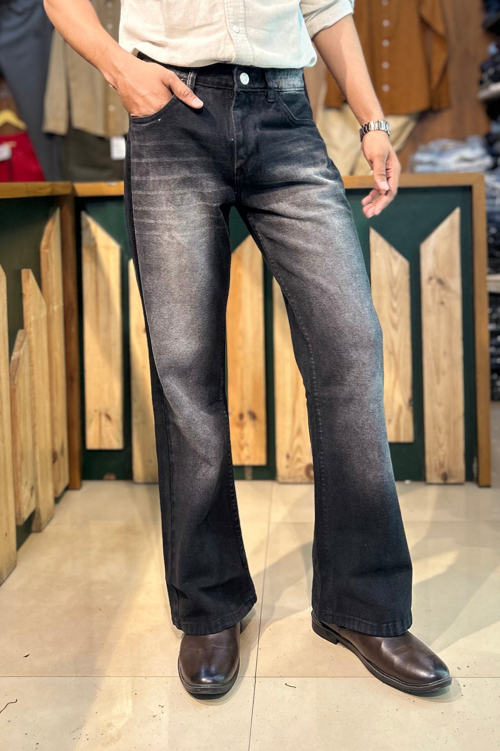 Shaded Bootcut Jeans (Black)