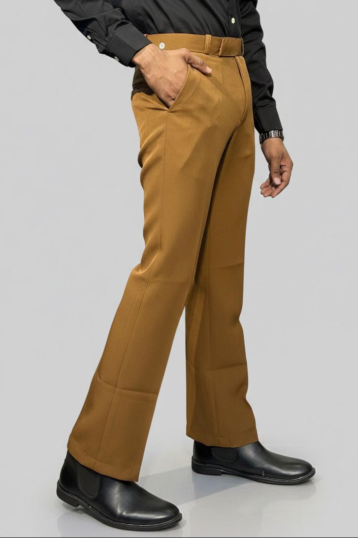Men Bootcut Bronze Pant, Flared Leg Trouser